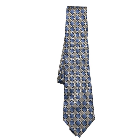 Sophisticated Blue and Gray Geometric Neck Tie - Picture 2 of 3
